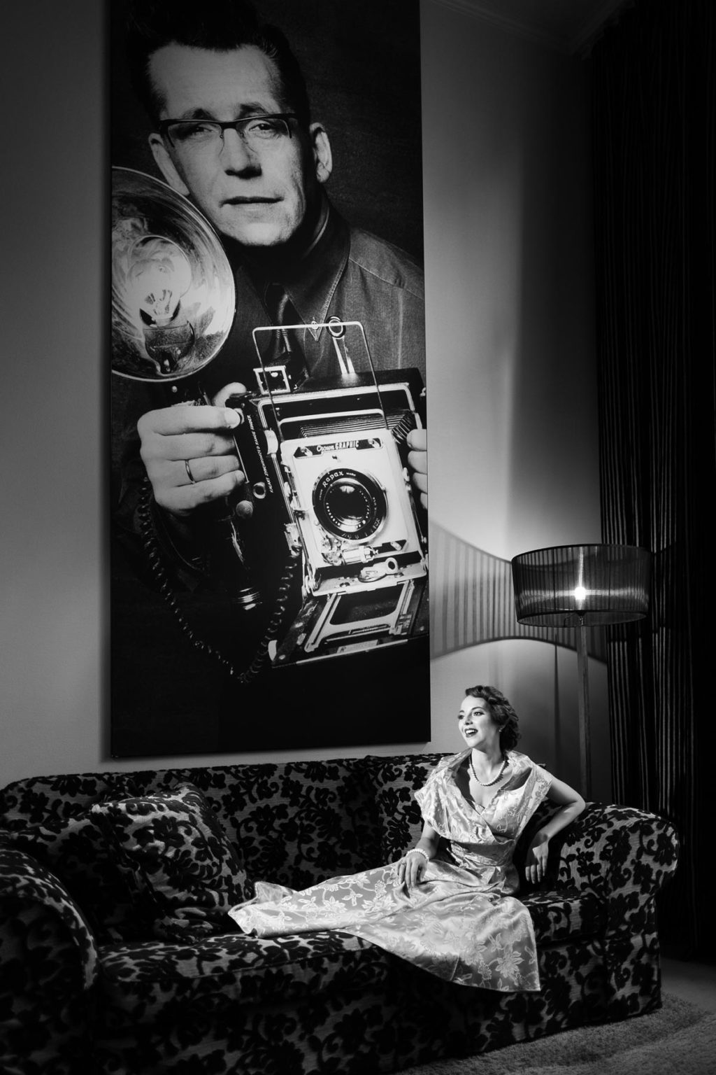 Rina Bambina in Stage 47 Hotel, Dusseldorf. Monochrome by Damien Lovegrove